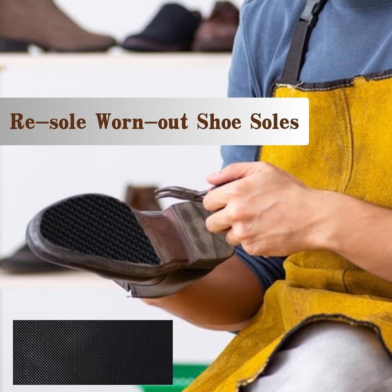 EACOZY Shoe Sole Repair, Rubber Soling Sheet, Rubber Soles for Bottom of Shoes, 1/16 Inch Thick, Black - Image 2